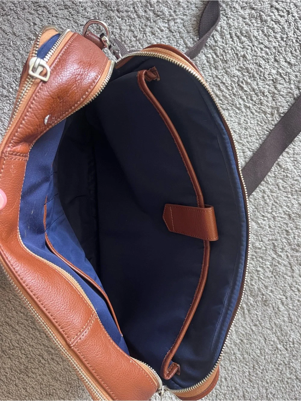 Cole Haan Brown Leather Laptop Briefcase with Shoulder Strap